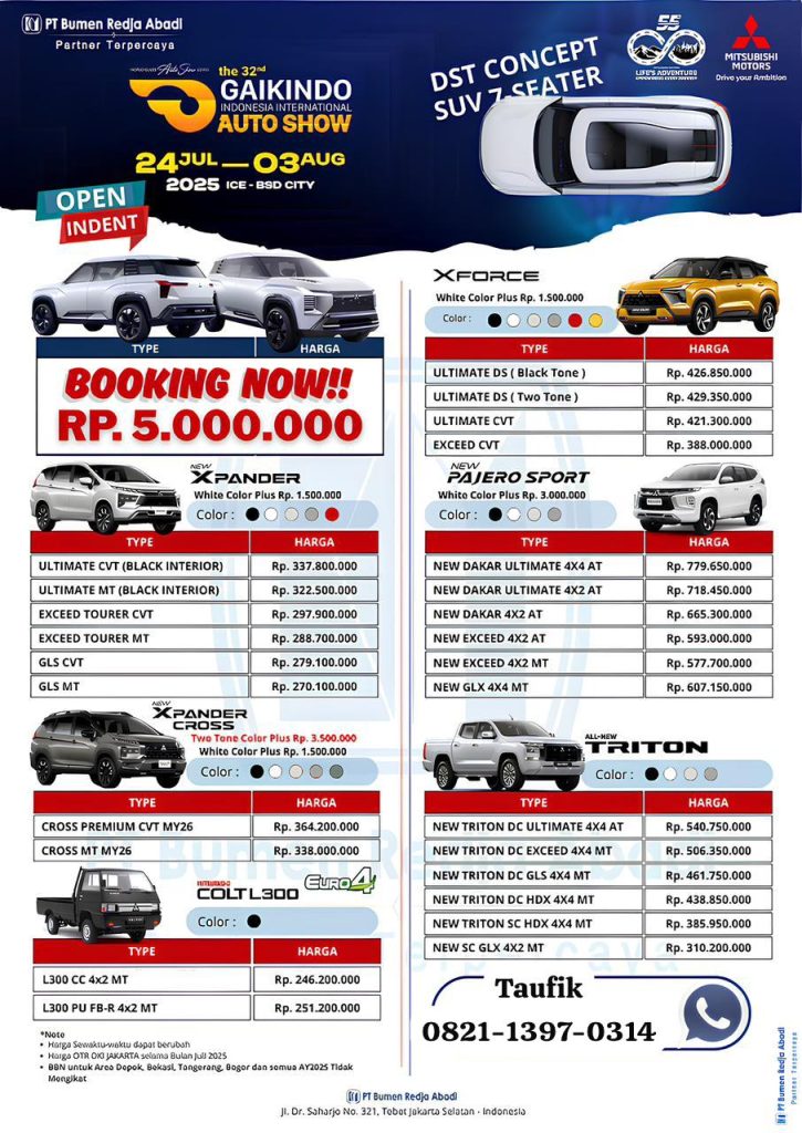Price list Mitsubishi Terbaru